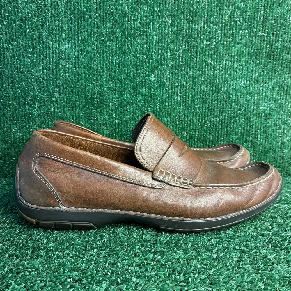 Rockport DMX Penny Comfort Leather Slip On Loafers Moccasins Brown Mens 10.5 M